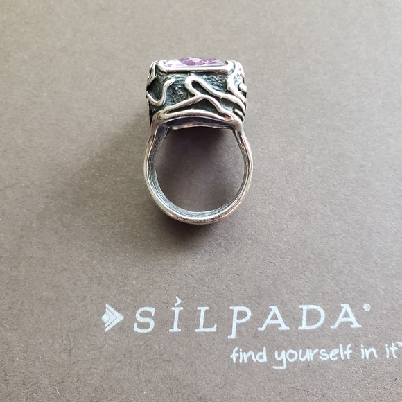 Silpada Sterling Silver Lavender Fields Purple CZ Cocktail Ring R2001 - Picture 5 of 15